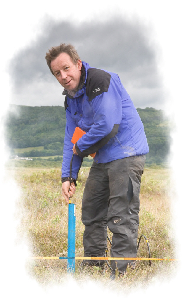 Andrew Binley carrying out borehole radar survey