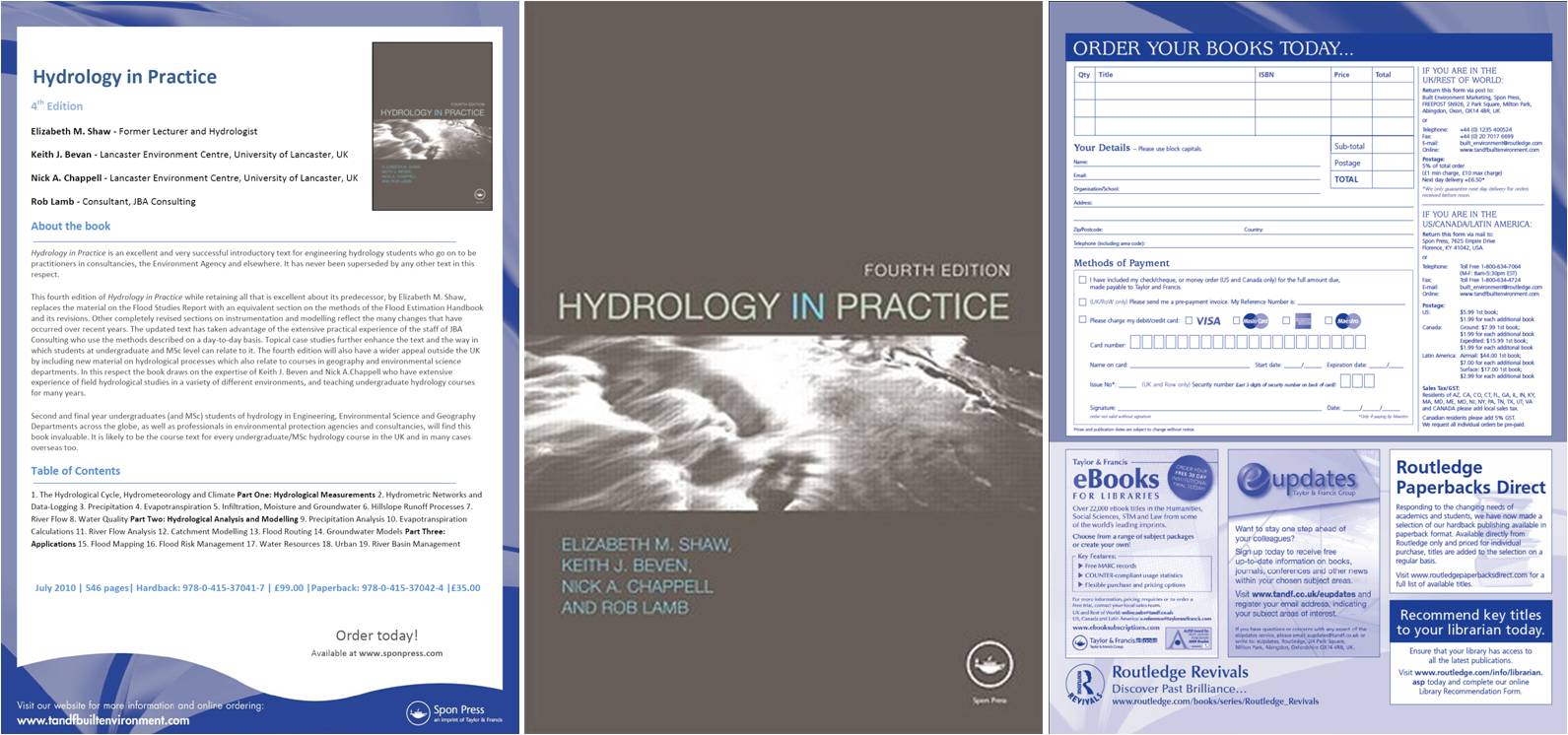 Cover of fourth edition of Hydrology in Practice plus the publisher's flier