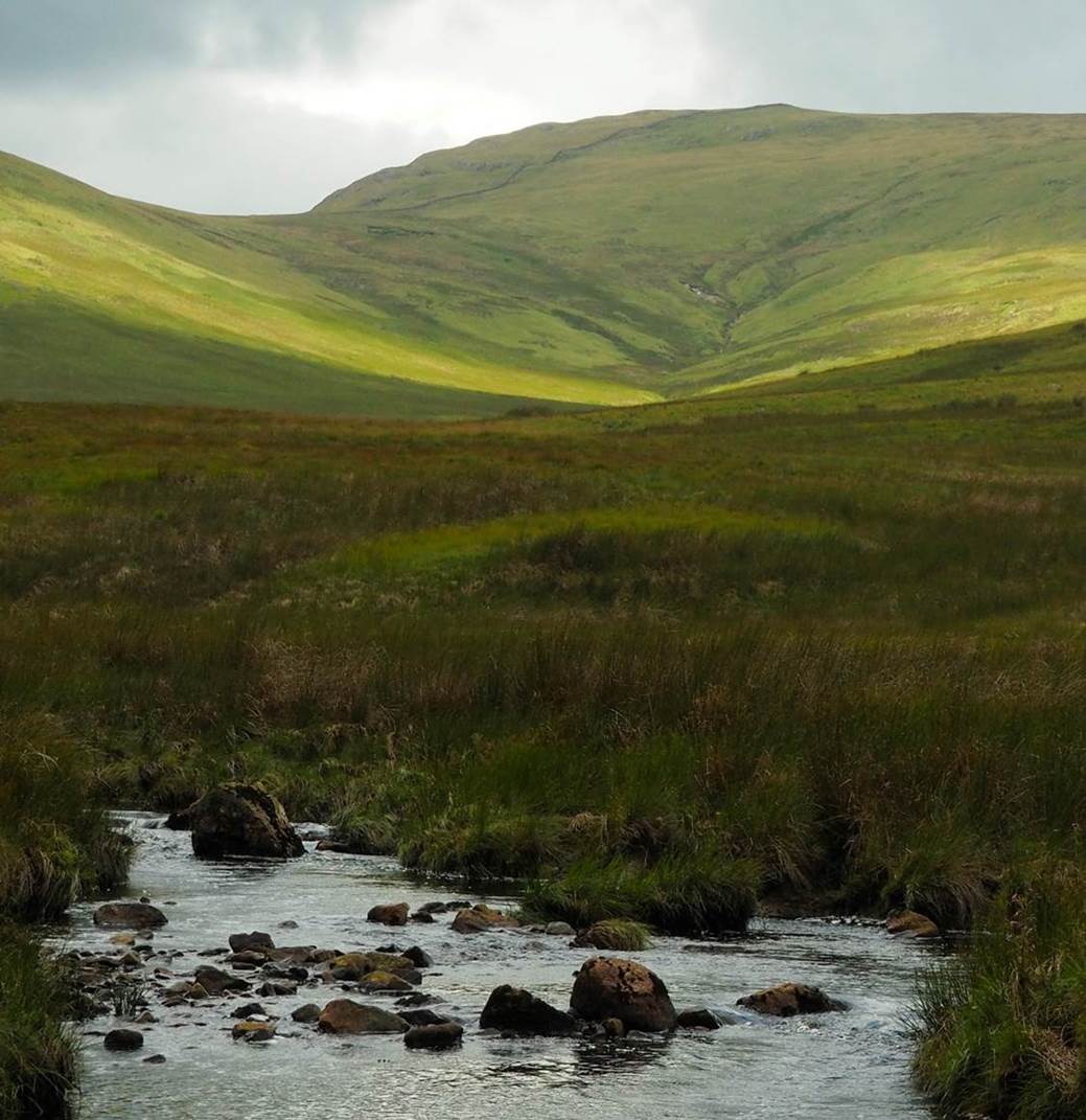 Headwater of Wasdale Beck towards Great Yarlside, UK